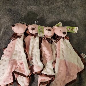 4ct GANZ Baby Pink and White Bear Plush Security Blanket